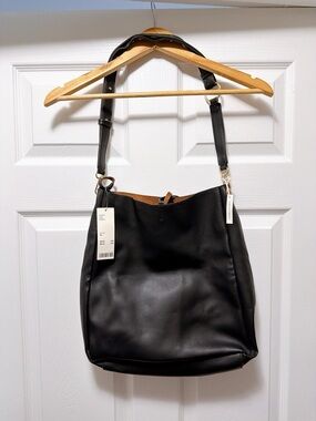 Urban Outfitters Black Leather Shoulder Tote Bag